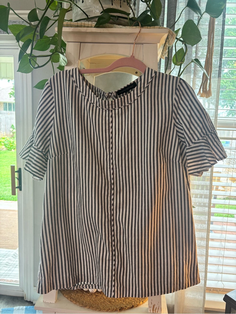 Banana Republic Black and White Striped Blouse